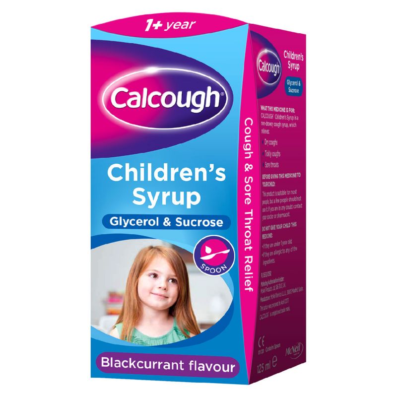 CalCough Children's Syrup Glycerol & Sucrose Blackcurrant 1+ Years - 125ml — product packaging