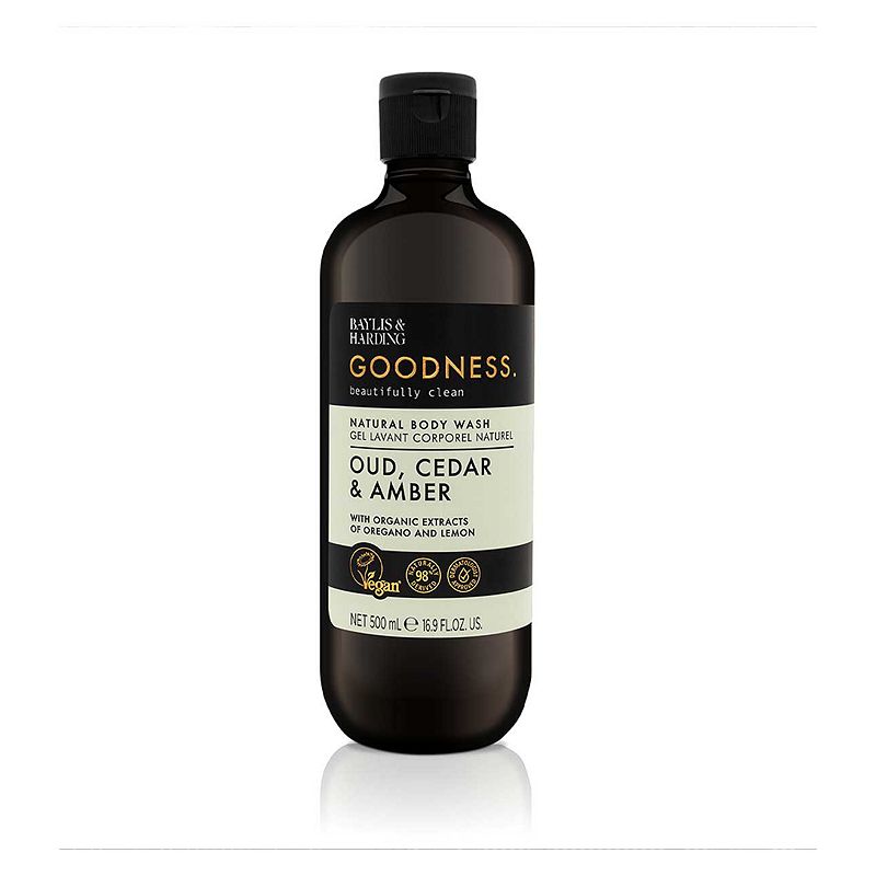 Baylis & Harding Goodness Oud, Cedar & Amber Natural Body Wash - 500ml — product packaging