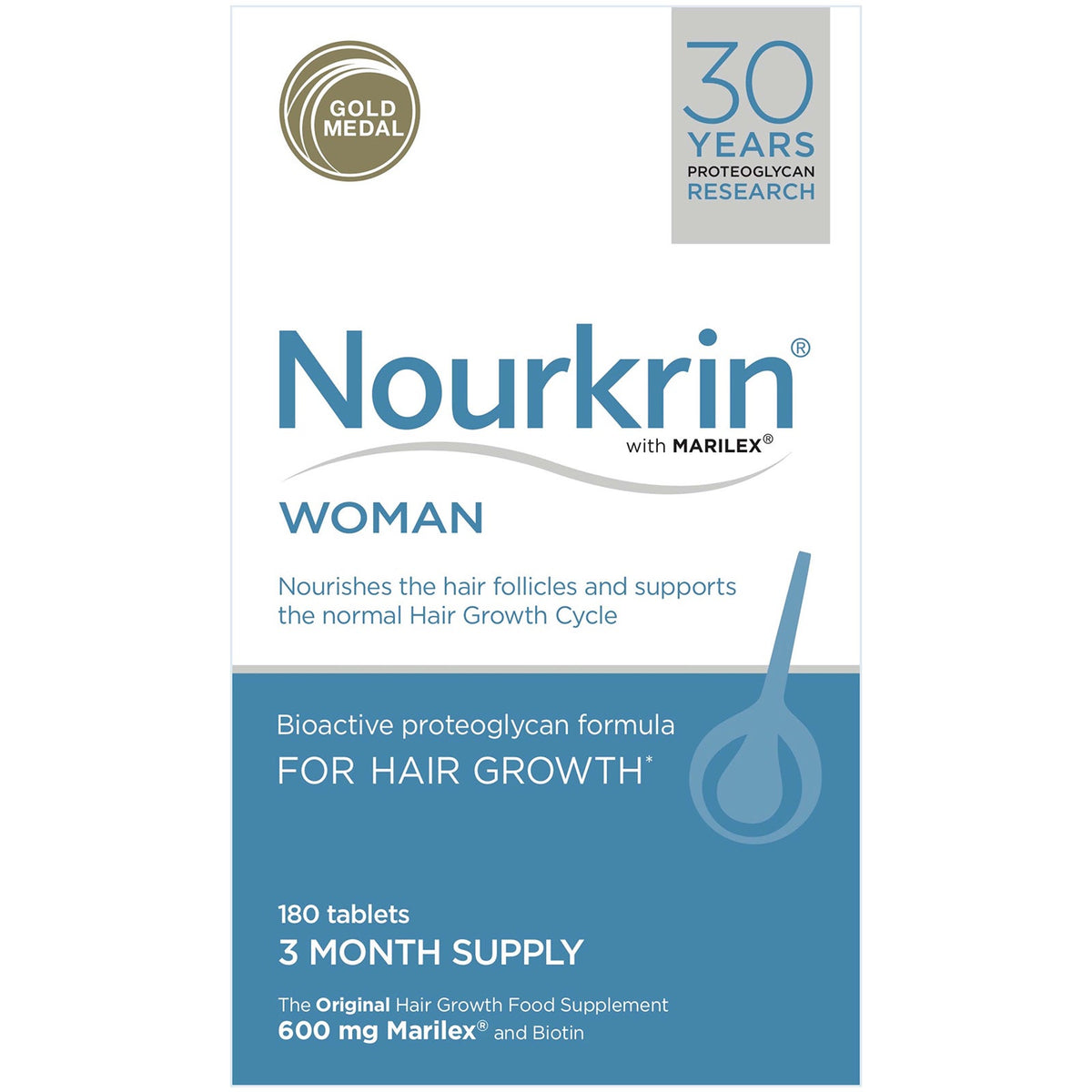 Nourkrin Woman Hair Growth Supplement - 180 Tablets (3 Month Supply) — product packaging