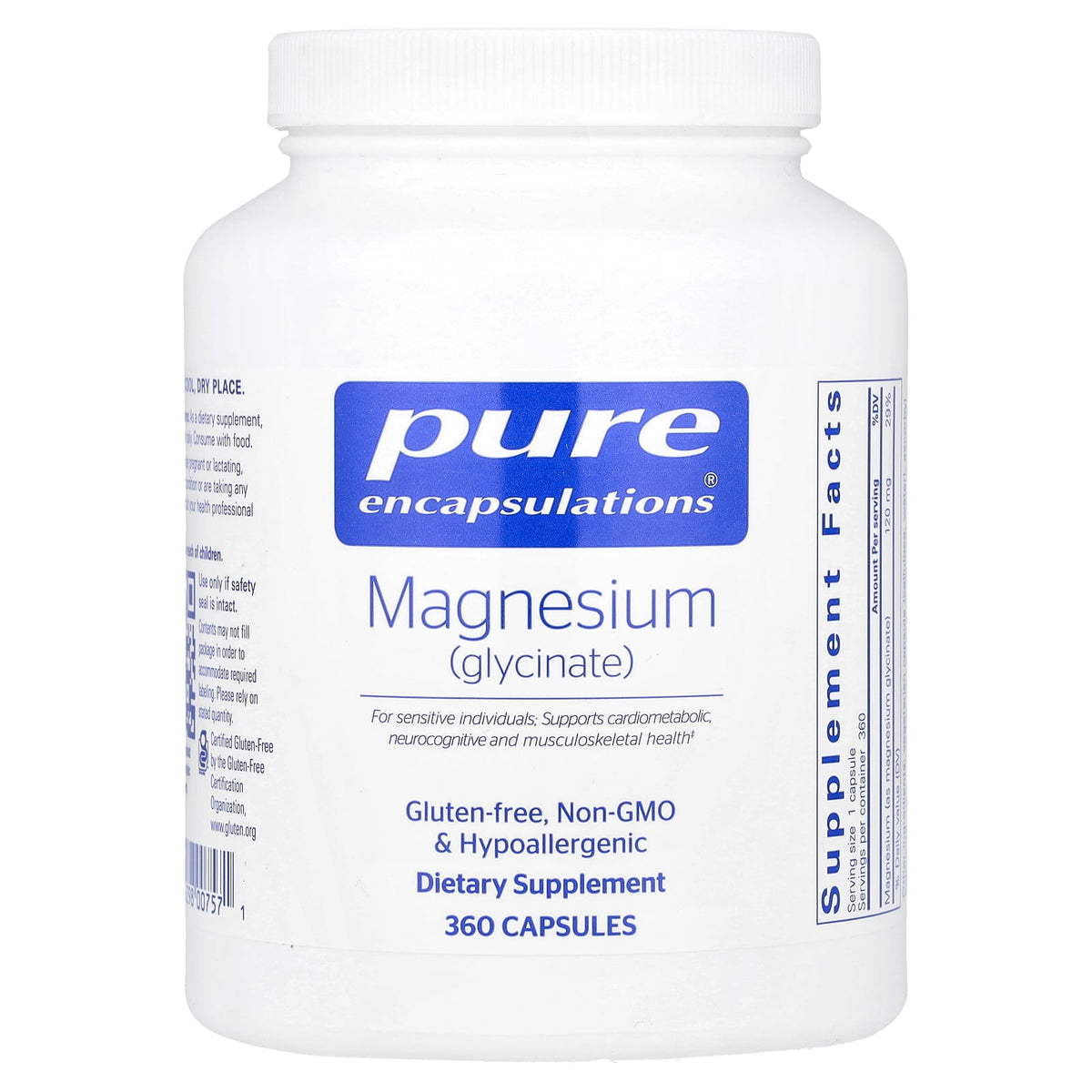 Pure Encapsulations Magnesium Glycinate 120mg - 360 Capsules — product packaging