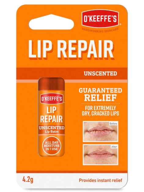 O'Keeffe's Lip Repair Unscented Lip Balm, 4.2g – For Extremely Dry, Cracked Lips, long lasting up to 24 hours