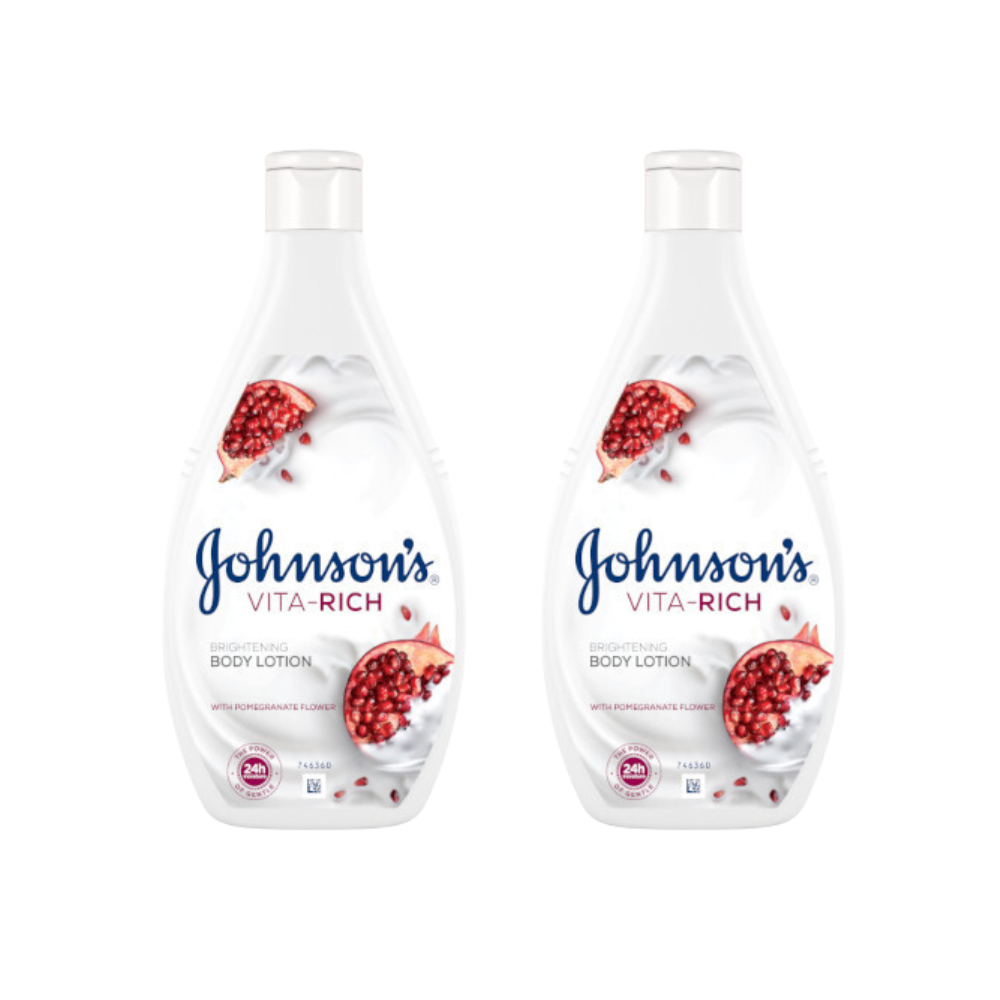 Johnsons Vita-Rich Brightening Body Lotion 400ml*2 packs, with pomegranate flower & shea butter,fast-absorbing,hydrates and brightens skin