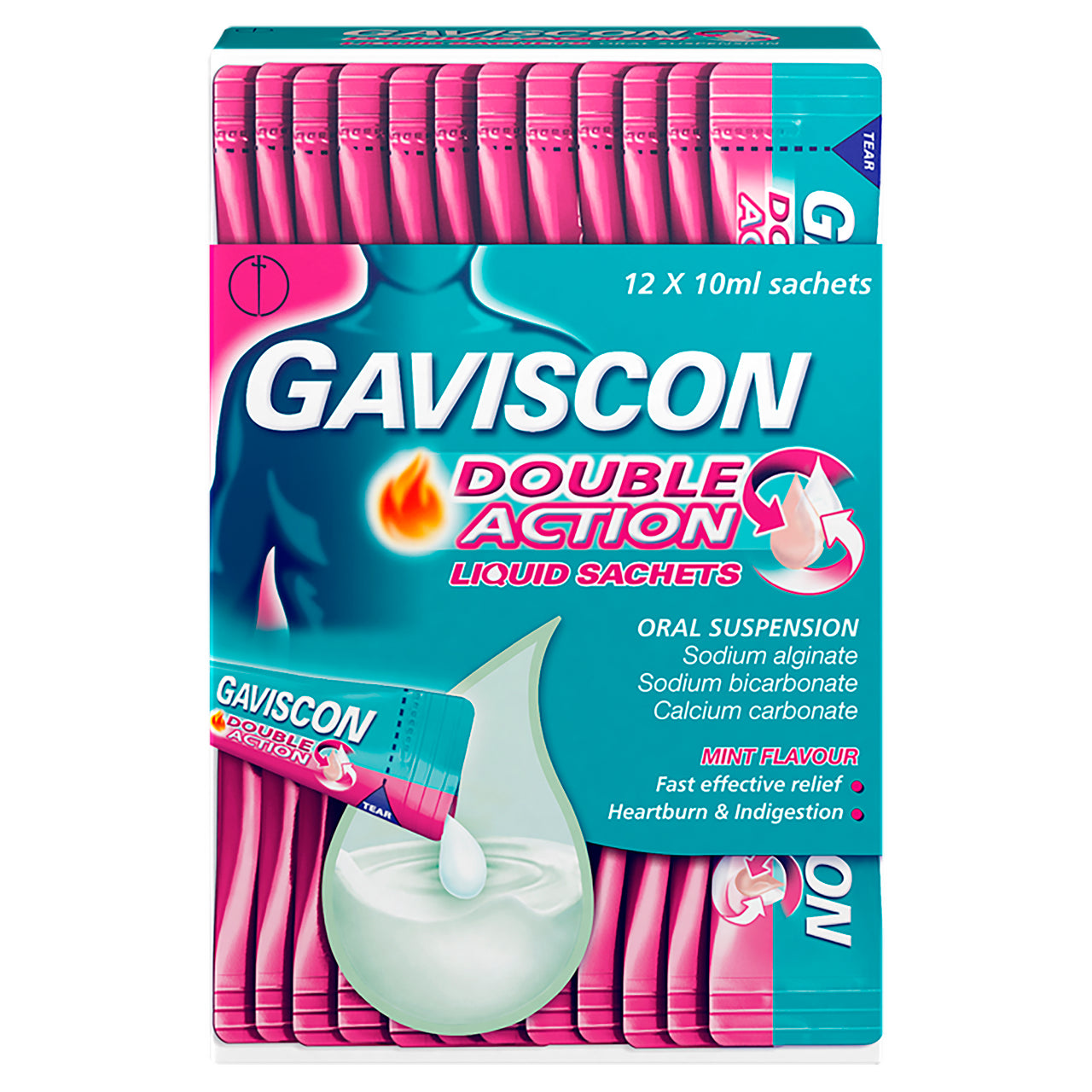 Gaviscon Double Action liquid sachets mint 12 x 10ml