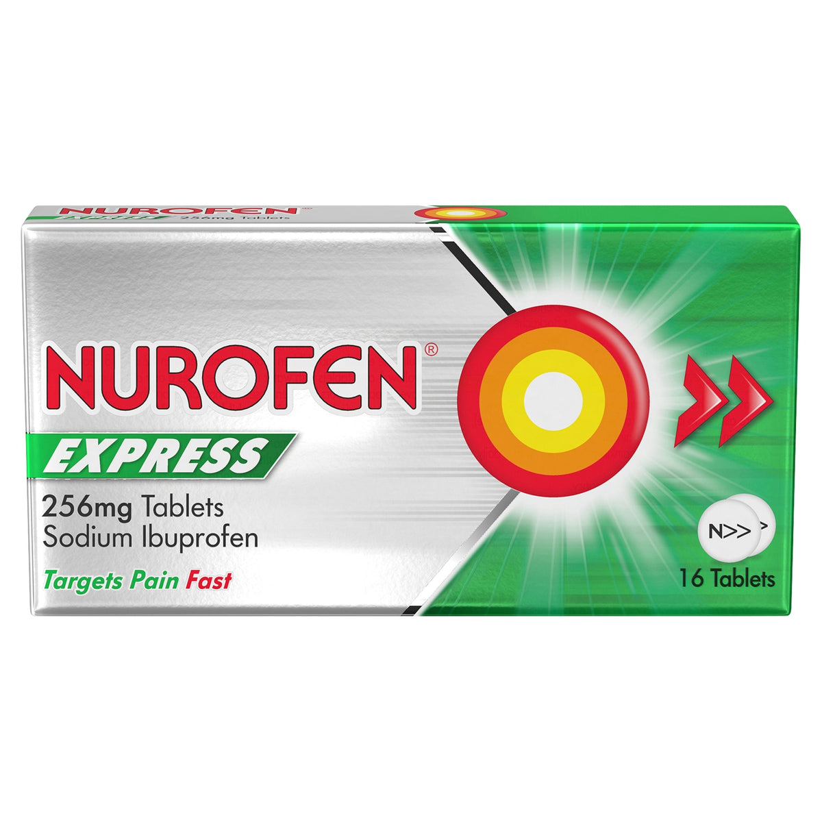 Nurofen Express 256mg Sodium Ibuprofen Tablets - 16 Tablets — product packaging