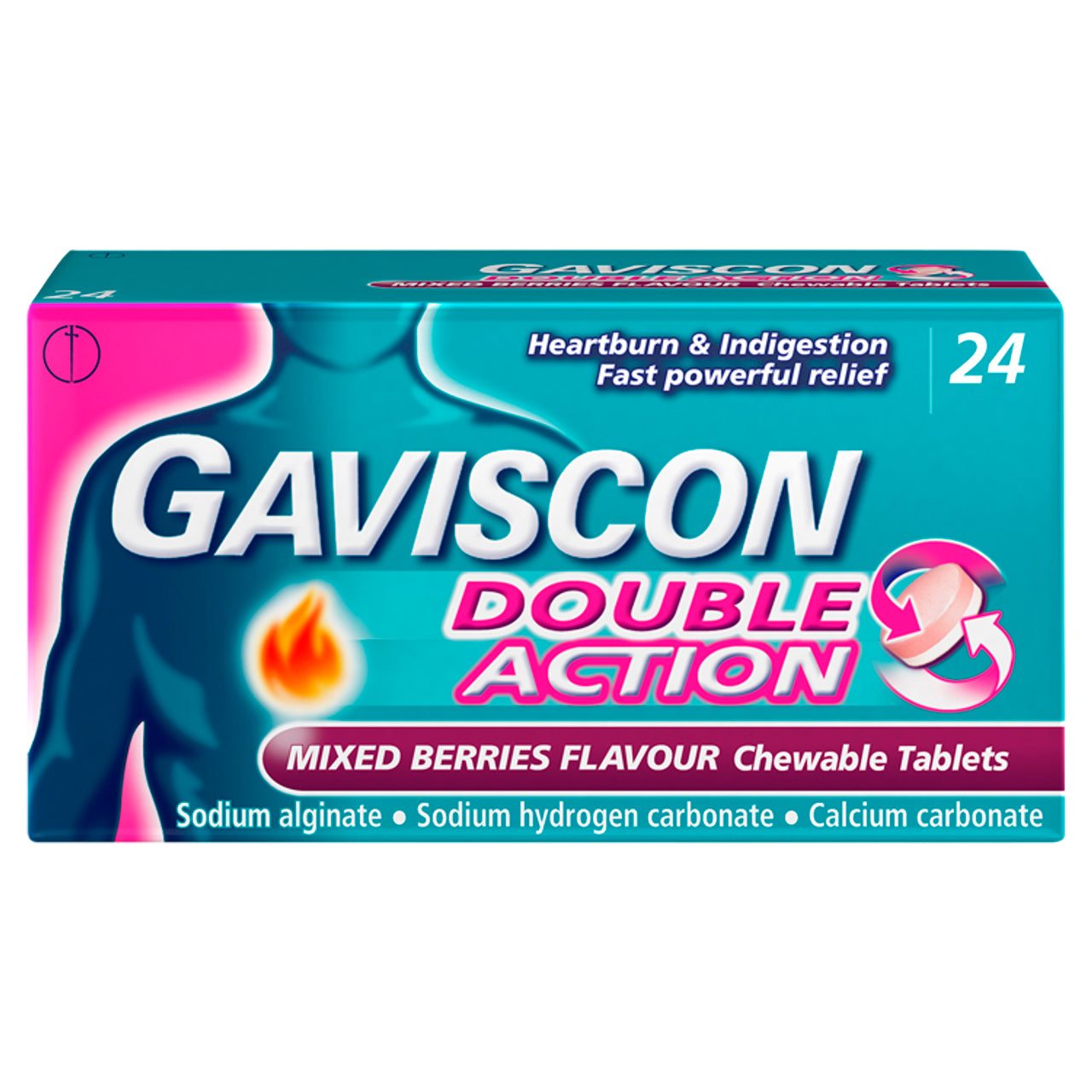 Gaviscon Double Action Heartburn & Indigestion Mixed Berries Flavour Tablets x24