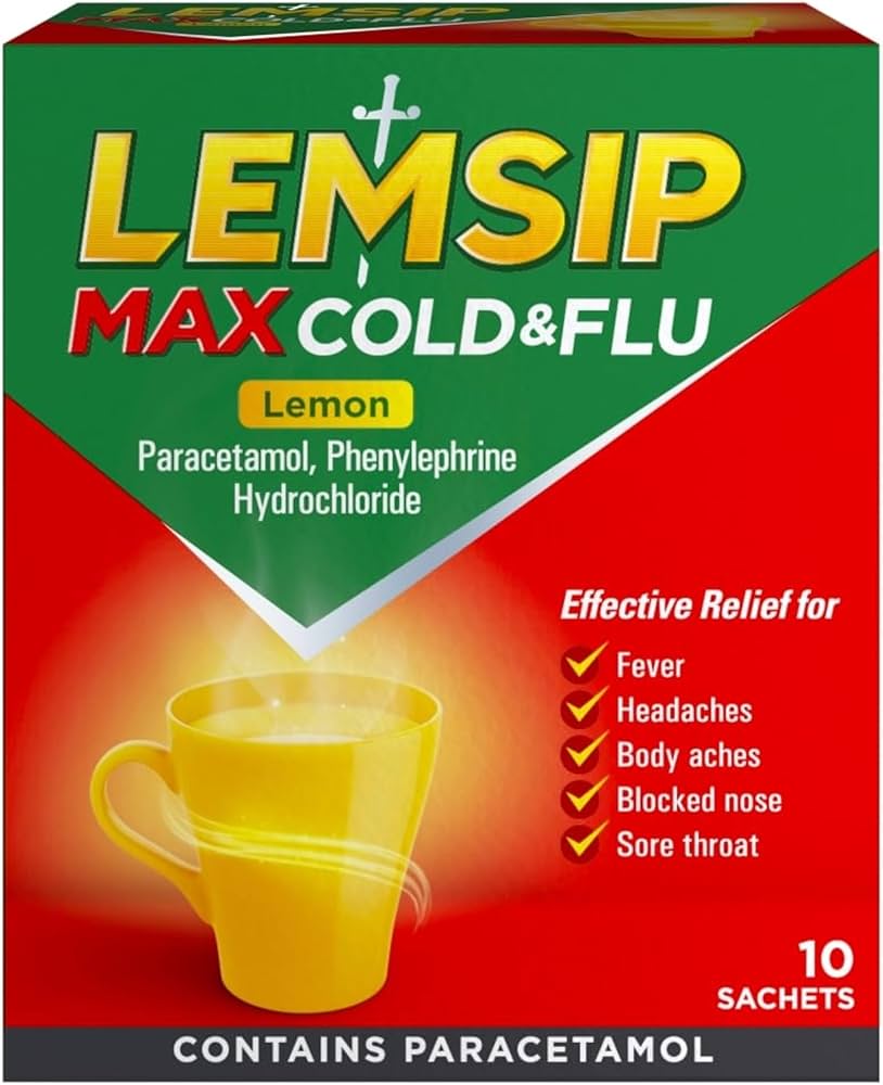 LEMSIP MAX Cold and Flu Lemon Flavour Sachets 10s