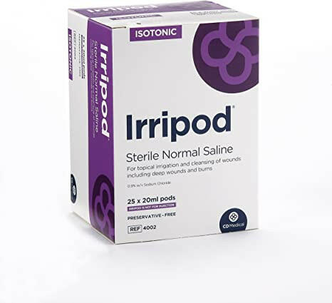 IRRRIPOD sodium 0.9%sodium chloride (essential at home, emergency wound burns and washing, eye washing) Saline IRRIGATION SOLUTION 0.9W/V Sodium chloride 20ml/support