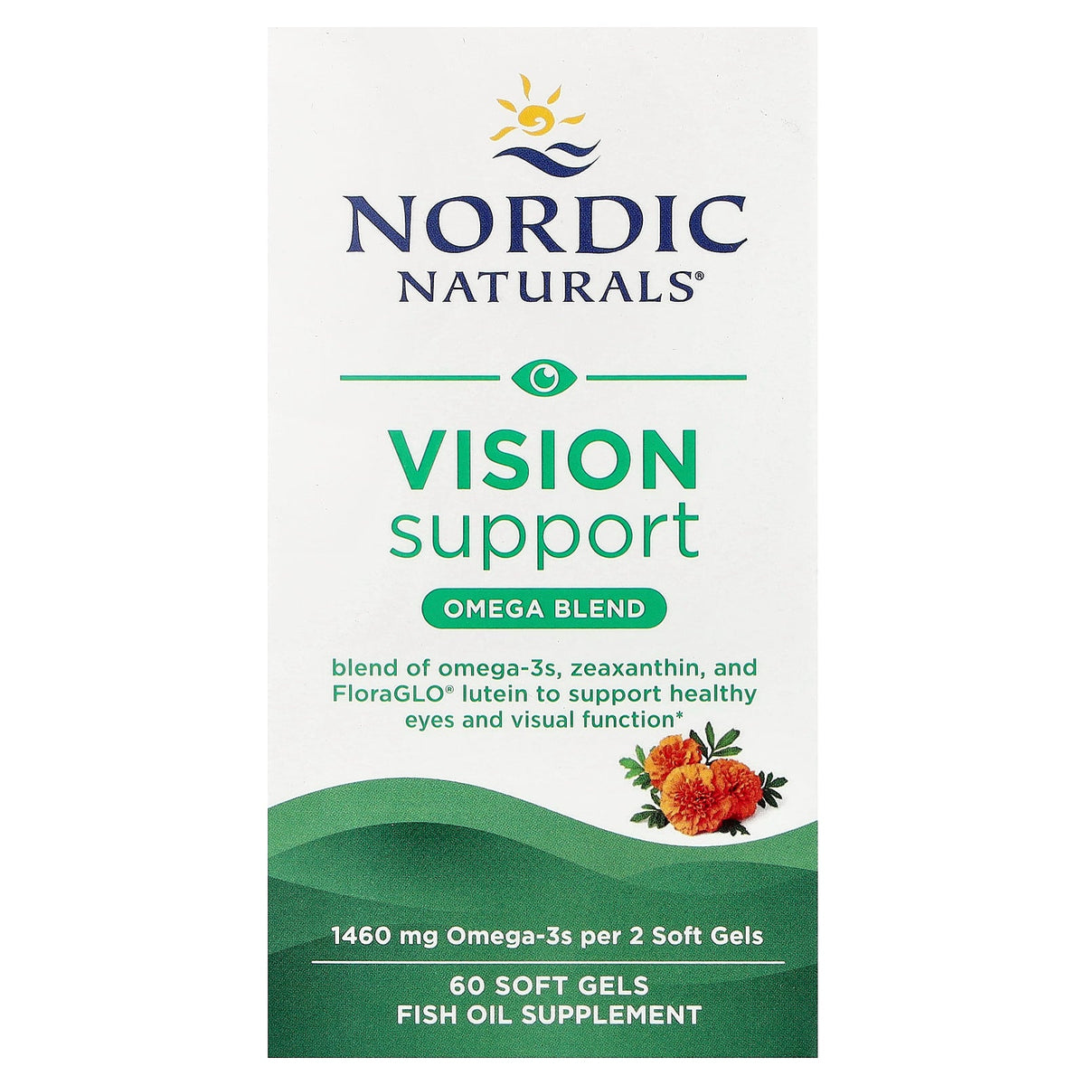 Nordic Naturals Vision Support Omega-3 with Lutein & Zeaxanthin - 60 Soft Gels — product packaging