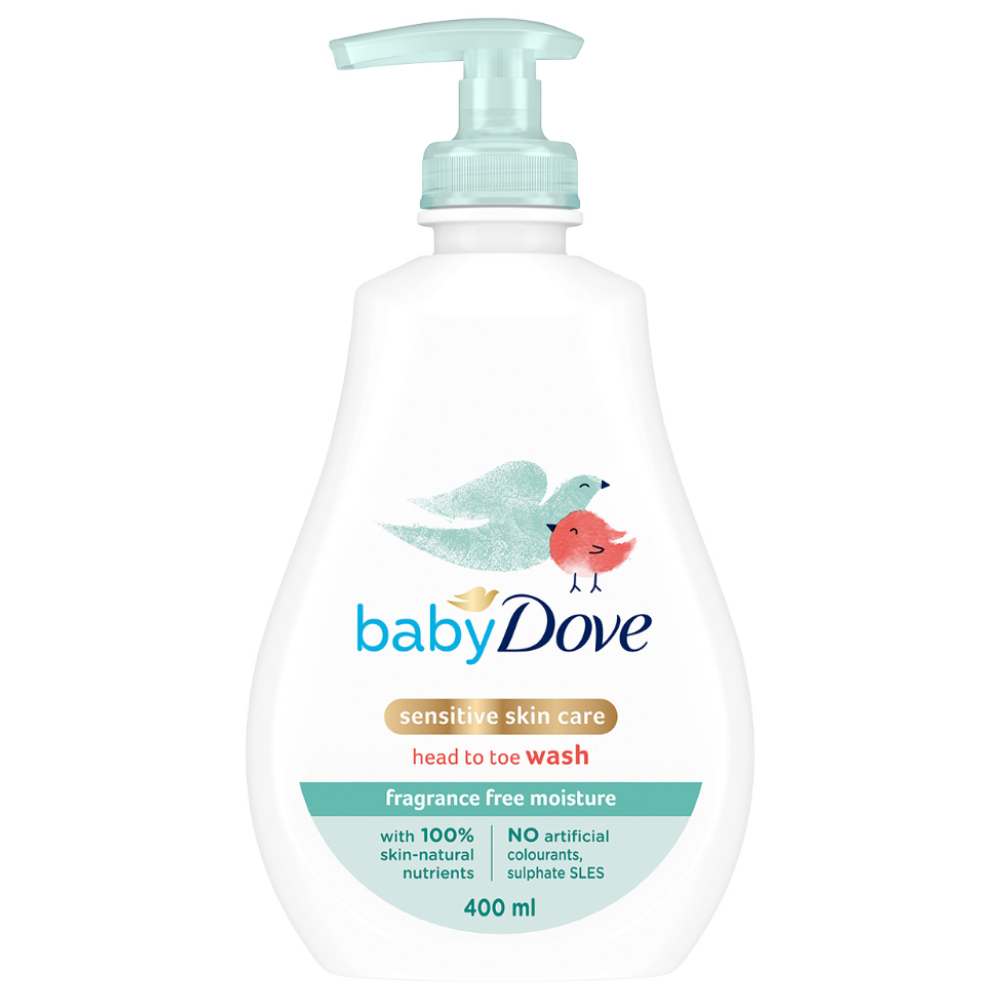Baby Dove Sensitive Moisture Head to Toe Wash Fragrance Free - 400ml — product packaging