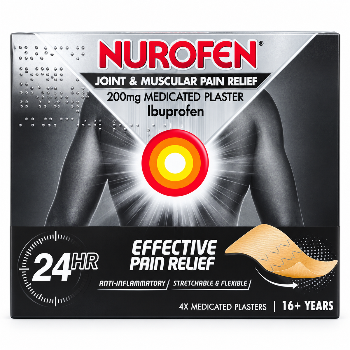 Nurofen Pain RELIEF 200mg Medicated Plaster X4 16+Years