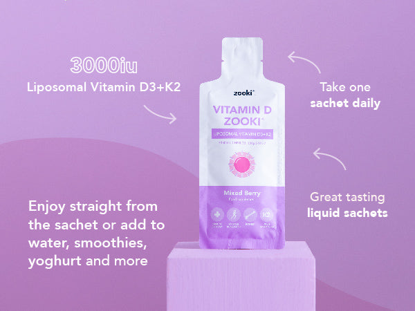 Vitamin D Zooki 3000iu Vitamin D3 + 100µg Vitamin K2 Liposomal Liquid Sachets