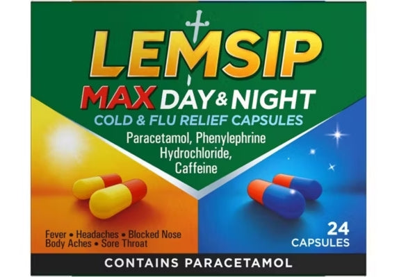 Lemsip Max Day & Night Cold & Flu Relief capsules 24s