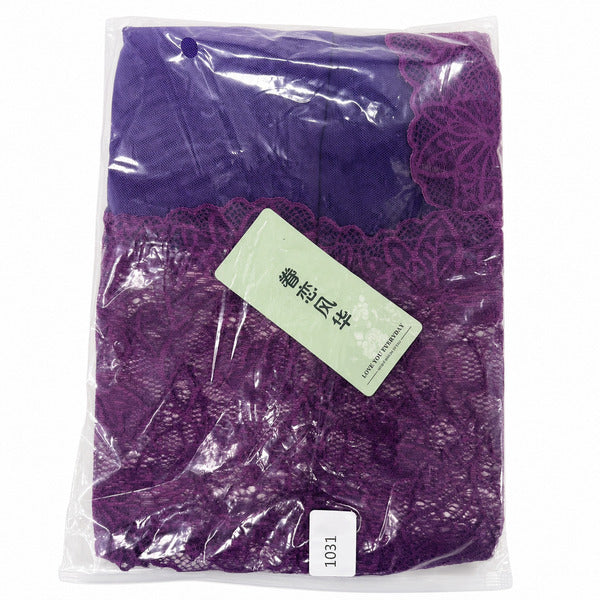 女士紫色花卉蕾丝迷你裙 – 均码