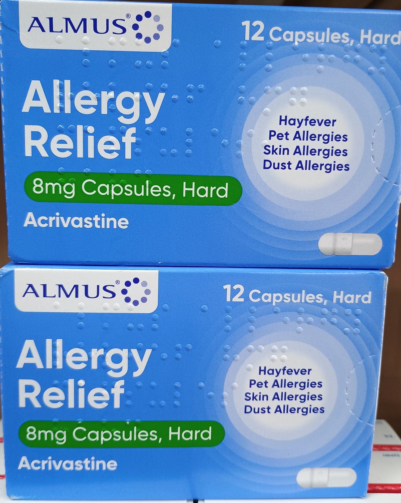 Almus Allergy Relief 8mg Acrivastine 12 capsules