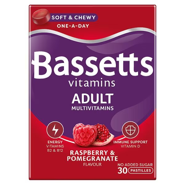 Bassetts Vitamins Adult Multivitamins Raspberry & Pomegranate - 30 Pastilles