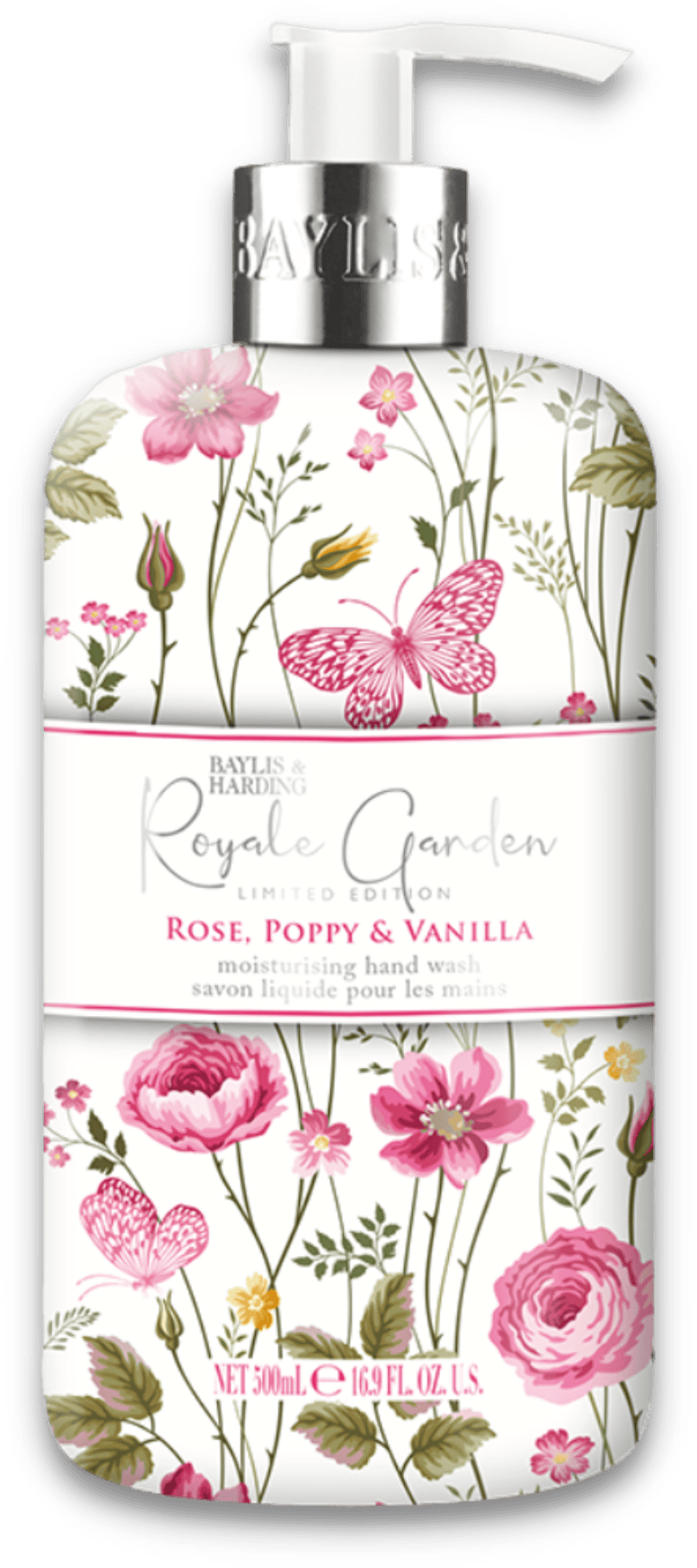 Baylis & Harding Royale Garden Rose, Poppy & Vanilla Hand Wash - 500ml — product packaging