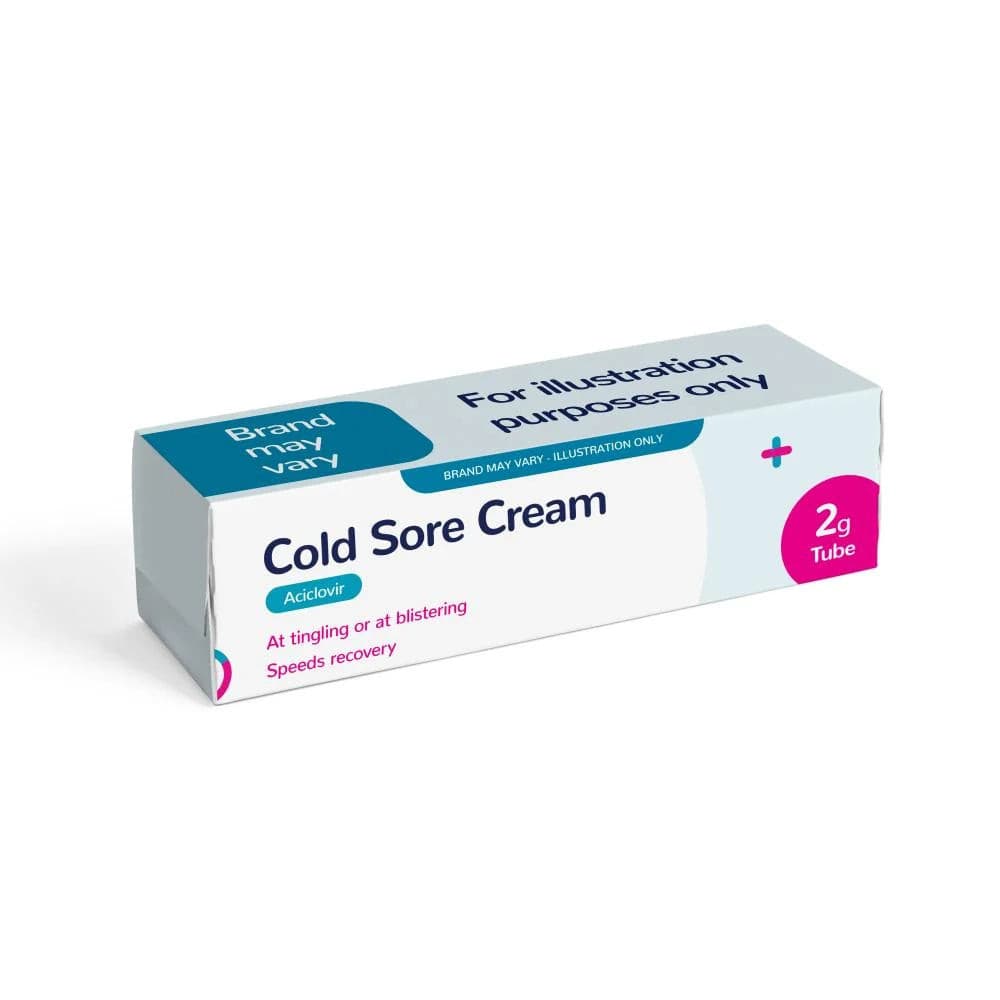 Aciclovir 5% Cold Sore Cream (Brand May Vary) - 2g — product packaging