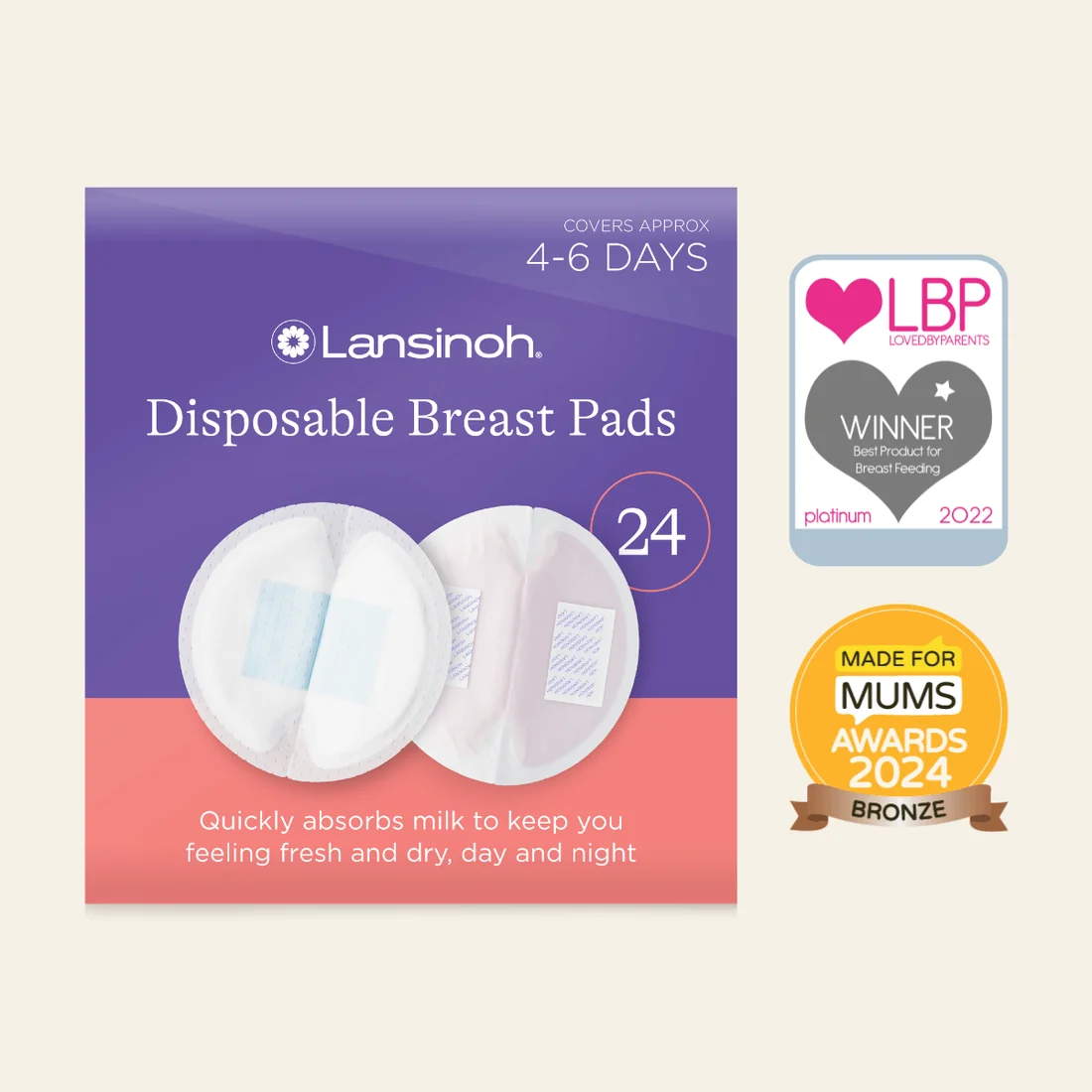 Lansinoh 超薄一次性防溢乳垫 - 24片装
