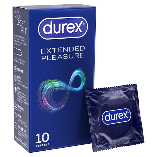 Durex Extended Pleasure Condoms 5% Benzocaine - 10 Pack