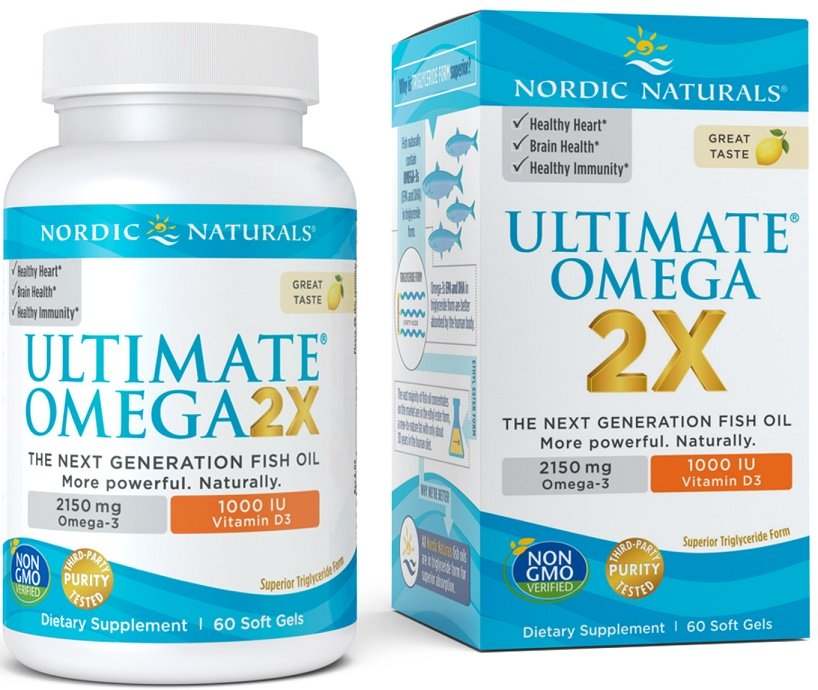Nordic Naturals Ultimate Omega 2X with Vitamin D3 2150mg Lemon - 60 Soft Gels — product packaging