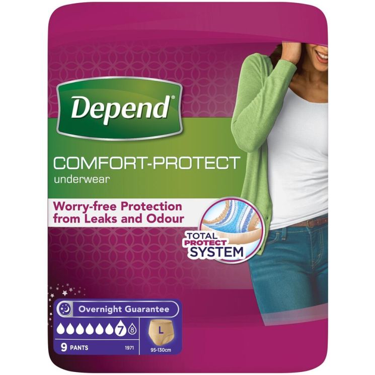 Depend Comfort Protect Incontinence Pants for Women - Large, 9 Pack — product packaging