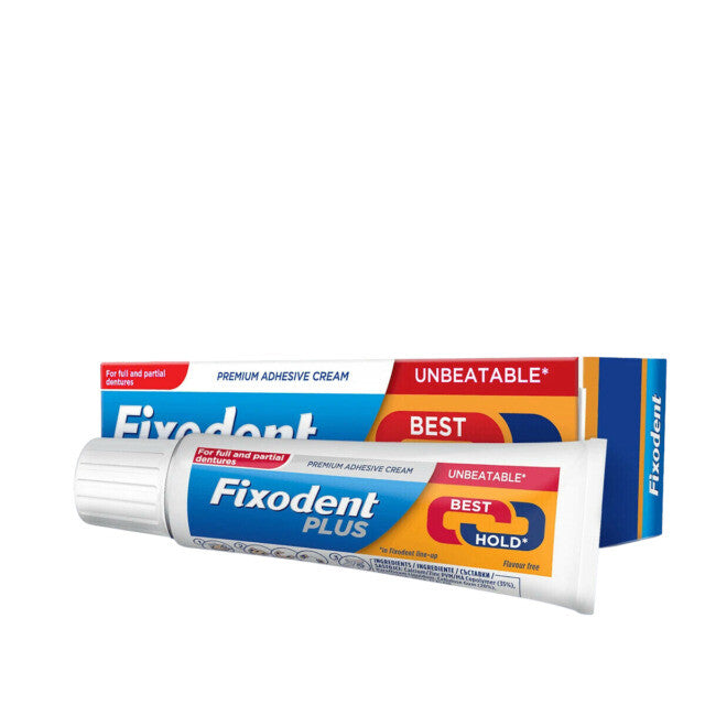 Fixodent Plus Dual Power Denture Adhesive Cream Flavour Free - 40g — product packaging