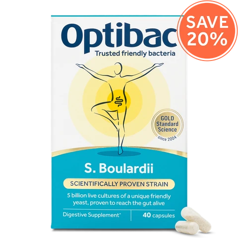 Optibac Saccharomyces Boulardii Friendly Yeast - 40 Capsules — product packaging