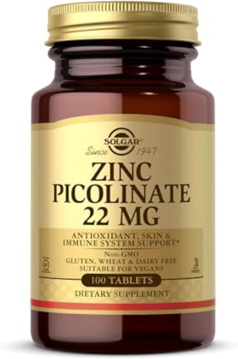 Solgar Zinc Picolinate 22 mg Tablets - Pack of 100