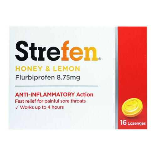 Strefen Honey & Lemon Flurbiprofen 8.75mg Lozenges - 16 Lozenges — product packaging