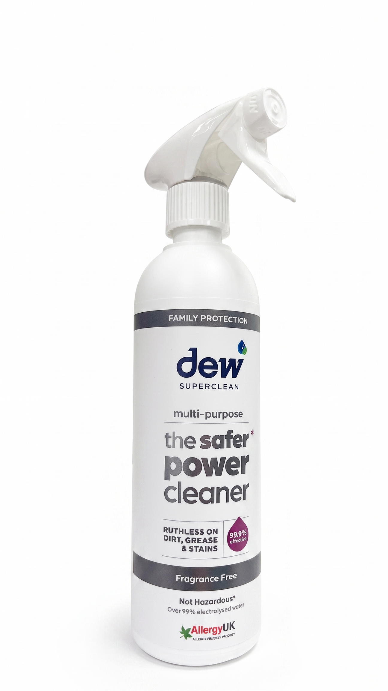 Dew Superclean Fragrance Free 500ml: Refillable Eco Friendly Antibacterial Kitchen Spray | All Purpose Rinse Free Cleaner Ideal For Multi Surfaces including Worktops to Carpet