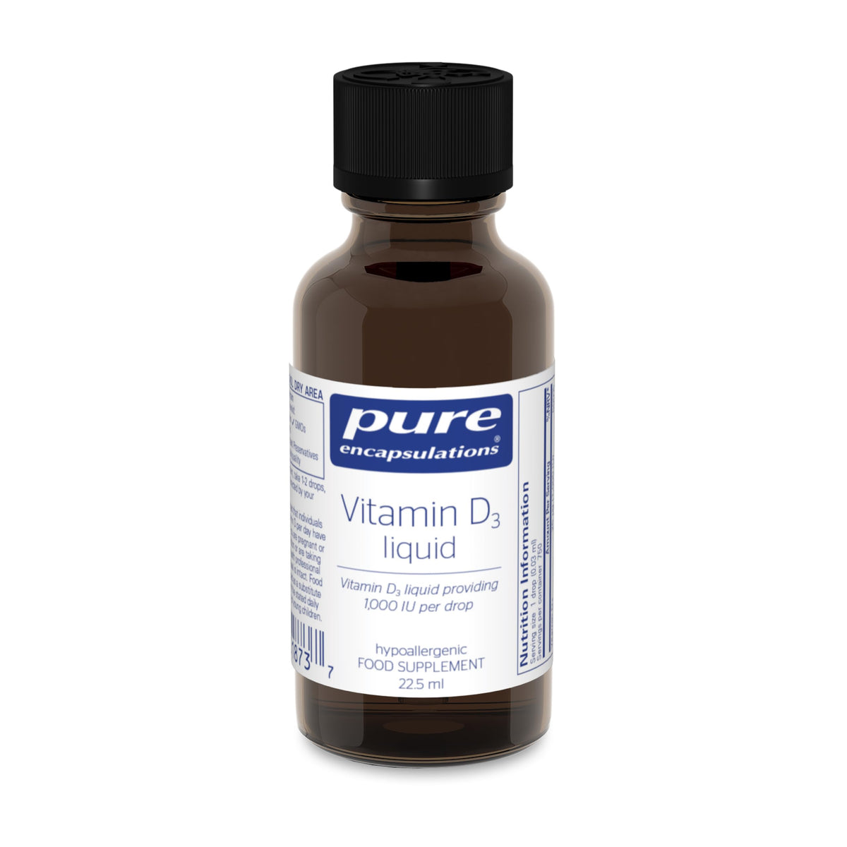 Pure Encapsulations Vitamin D3 Liquid Drops - Hypoallergenic, 22.5ml (0.75 fl oz)