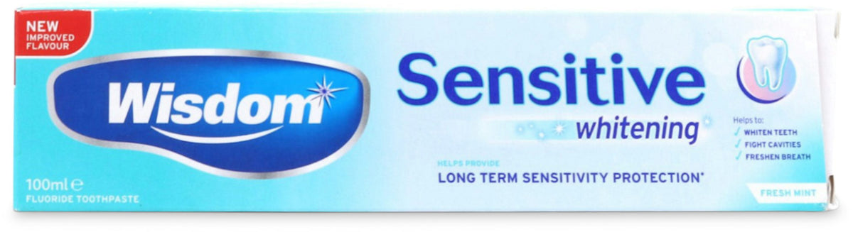 Wisdom Sensitive Whitening Fluoride Toothpaste Fresh Mint - 100ml — product packaging