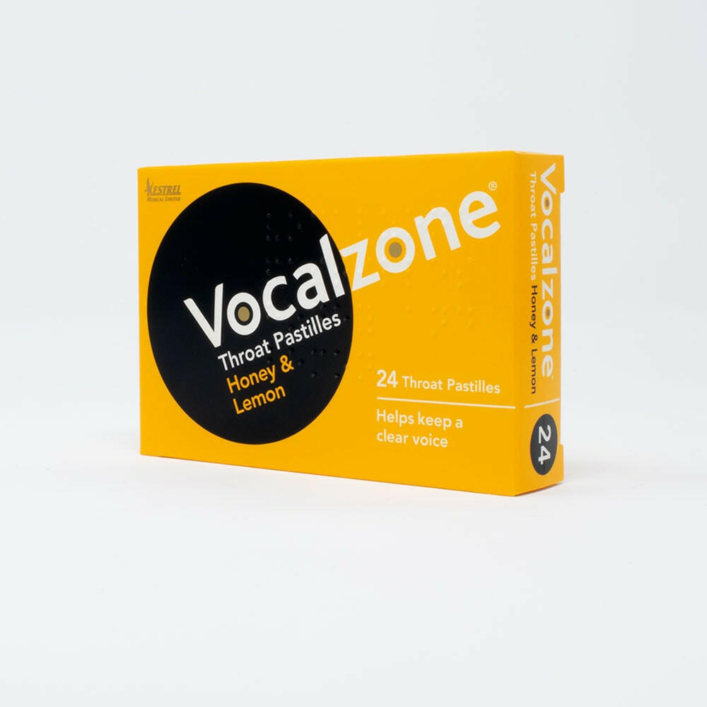 Vocalzone Throat Pastilles Honey & Lemon - 24 Pastilles — product packaging