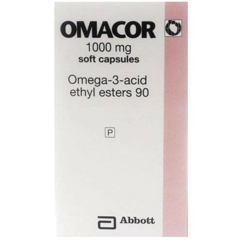 Omacor Omega-3-Acid Ethyl Esters 1000mg Capsules - 100 Capsules — product packaging