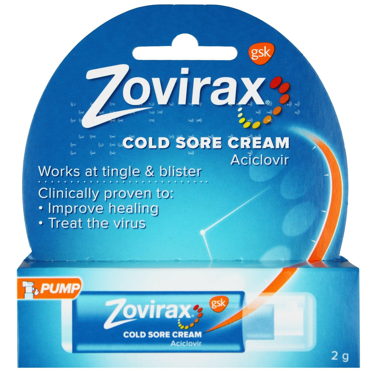 Zovirax Lip Sog Cream Agelvevir (suitable for tingling and foaming. Clinical proof: improve healing and treat virus) Cold Sore Cream Acclovir Pump 2g