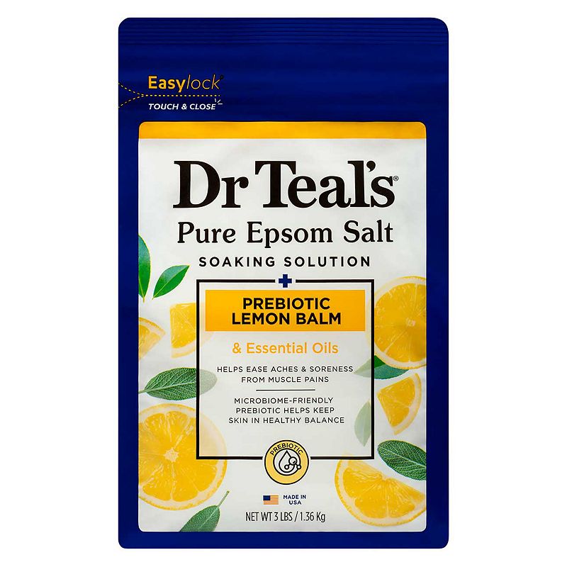 Dr Teal's Pure Epsom Salt Soaking Solution Prebiotic Lemon Balm - 1.36kg — product packaging