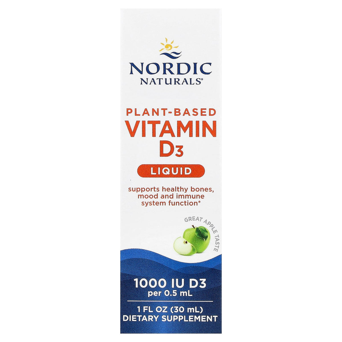 Nordic Naturals Plant-Based Vitamin D3 Liquid 1000 IU Apple - 30ml — product packaging