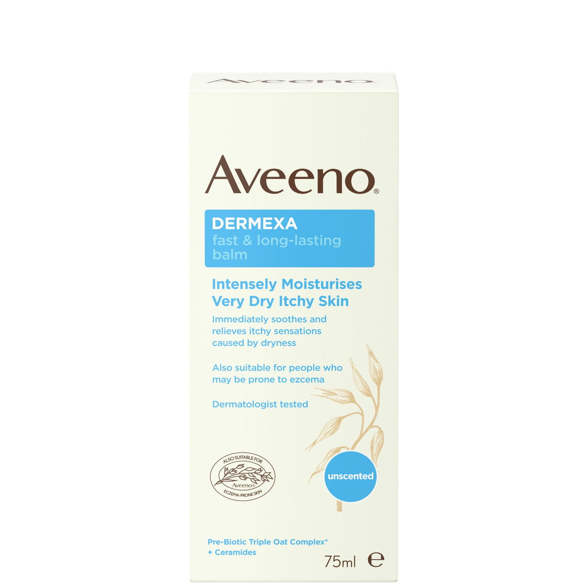 Aveeno Dermexa Fast & Long-Lasting Balm for Very Dry Itchy Skin - 75ml — product packaging