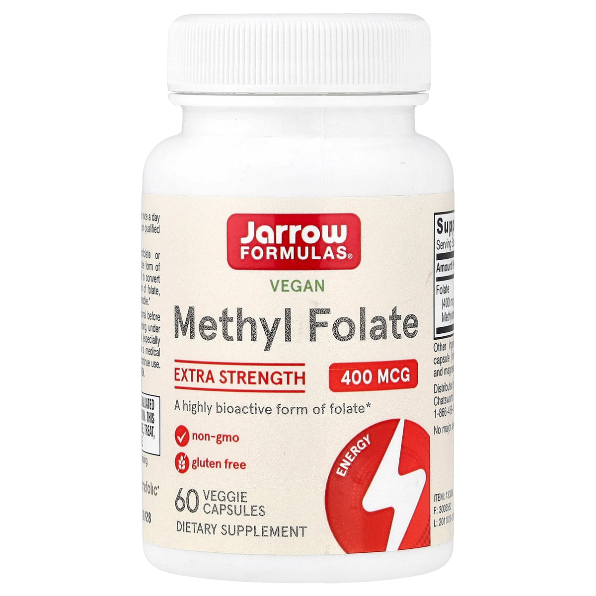 Jarrow Formulas Methyl Folate 400mcg - 60 Veggie Capsules — product packaging