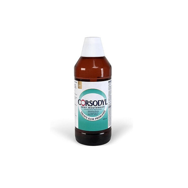 Corsodyl Mint Mouthwash 0.2% w/v Chlorhexidine - 600ml — product packaging