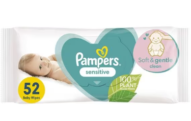 Pampers Sensitive Baby Wipes - 52 Wipes — product packaging