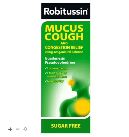 Robitussin 缓解粘液咳嗽充血 - 20 毫克 6 毫克/毫升 - 100 毫升