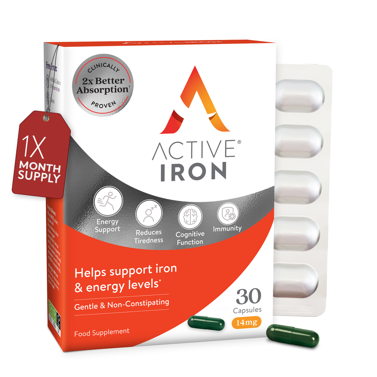 Active Iron 14mg Iron Supplement - 30 Capsules — product packaging