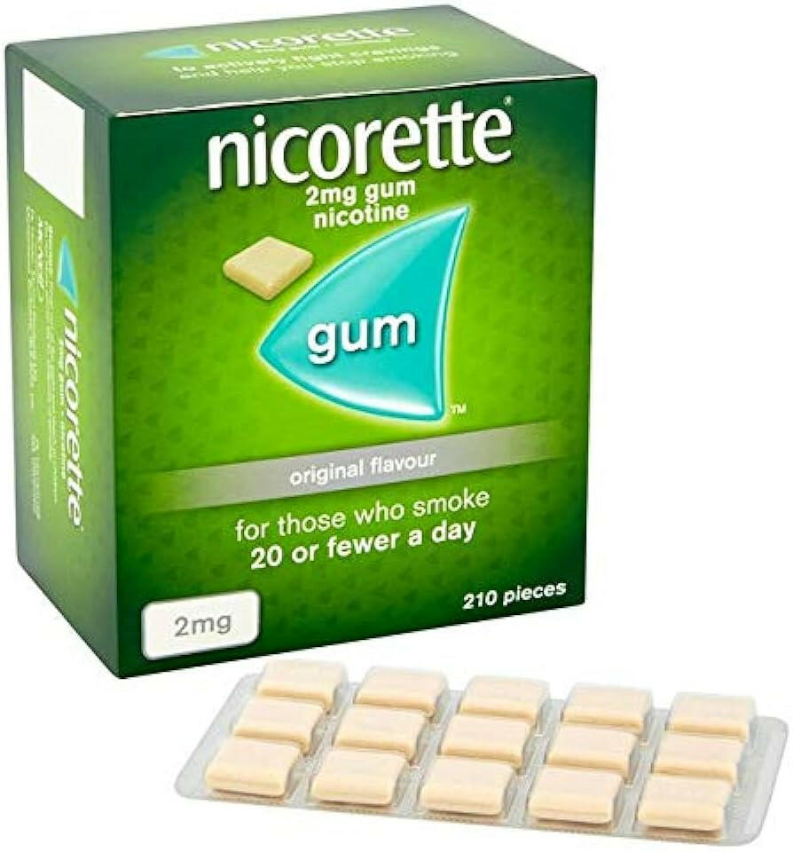 Nicorette Original flavour 2mg Gum (210 Pieces), Discreet and Fast-Acting Stop Smoking Aid to Ease Cravings, Nicotine Gum with Original Flavour, Chewing Gum