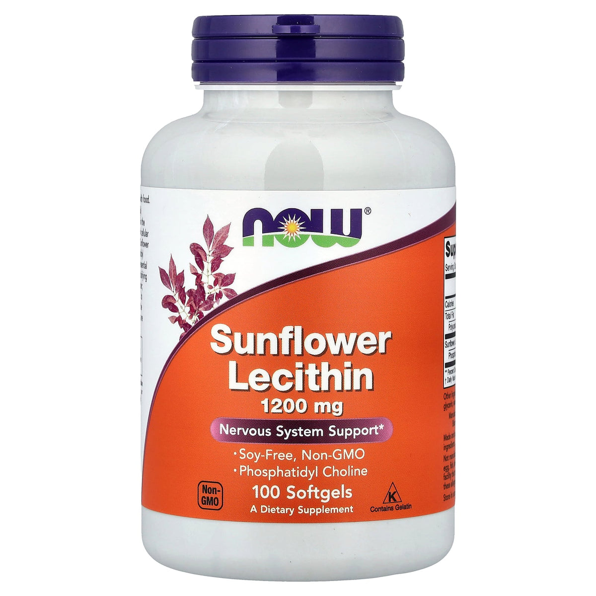 NOW Foods Sunflower Lecithin 1200mg - 100 Softgels — product packaging