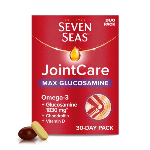 Seven Seas JointCare MAX GLUCOSAMINE With Omega-3, Glucosamine, Chondroitin, Vitamins C and D, Manganese and Zinc, 30-Day Pack