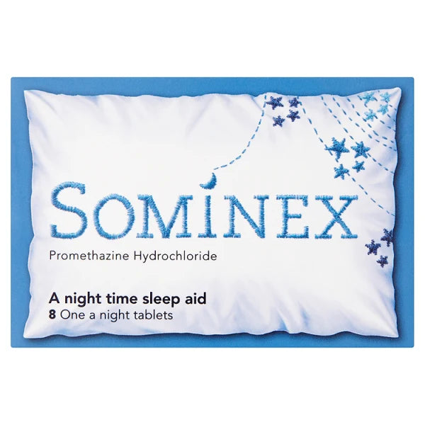 Sominex Promethazine Hydrochloride 20mg One-A-Night Tablets - 8 or 16 Tablets — product packaging