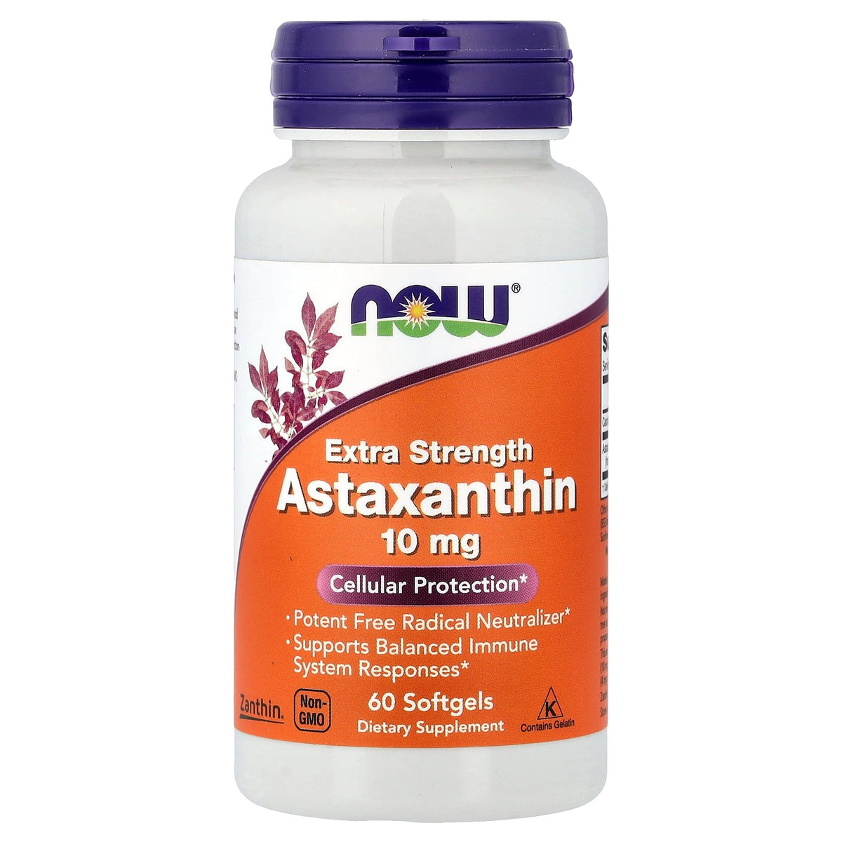 NOW Foods Astaxanthin Extra Strength 10mg - 60 Softgels — product packaging