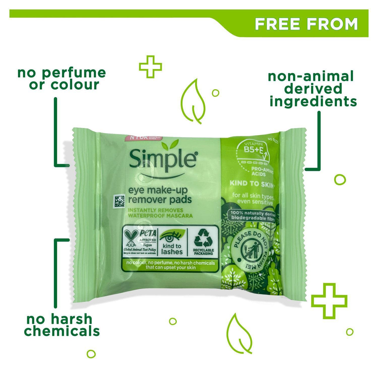 Simple Kind to Skin Eye Make-Up Remover Pads 30 pc