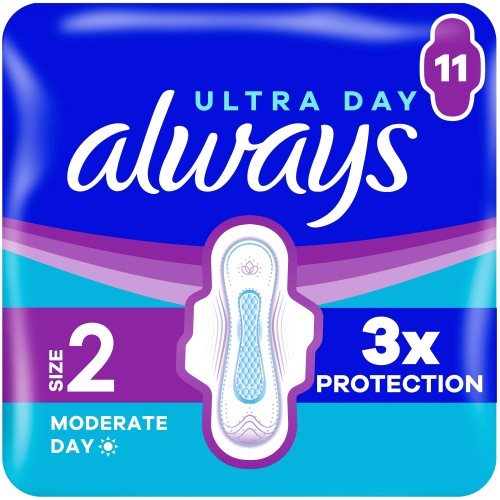 Always Ultra Day Long Size 2 Sanitary Towels with Wings - 11 Pads — product packaging